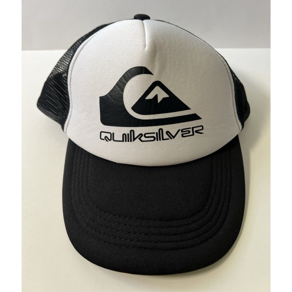 Quiksilver Black White Trucker Hat Adjustable Mesh Back One Size Men